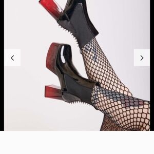 Glossy Black and Red Heeled Boots